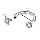 2-PCS Blue-violet G23 Titanium Horseshoe Ring with 5A Zircon Internal Thread for Nose Ear Lip Septum Piercing Hypoallergenic Jewelry for Local Trendsetters