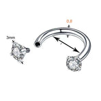 2-PCS Sea blue G23 Titanium Horseshoe Ring with 5A Zircon Internal Thread for Nose Ear Lip Septum Piercing Hypoallergenic Jewelry for Local Trendsetters