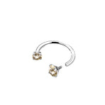 2-PCS Champagne G23 Titanium Horseshoe Ring with 5A Zircon Internal Thread for Nose Ear Lip Septum Piercing Hypoallergenic Jewelry for Local Trendsetters