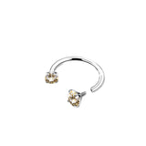 2-PCS Champagne G23 Titanium Horseshoe Ring with 5A Zircon Internal Thread for Nose Ear Lip Septum Piercing Hypoallergenic Jewelry for Local Trendsetters