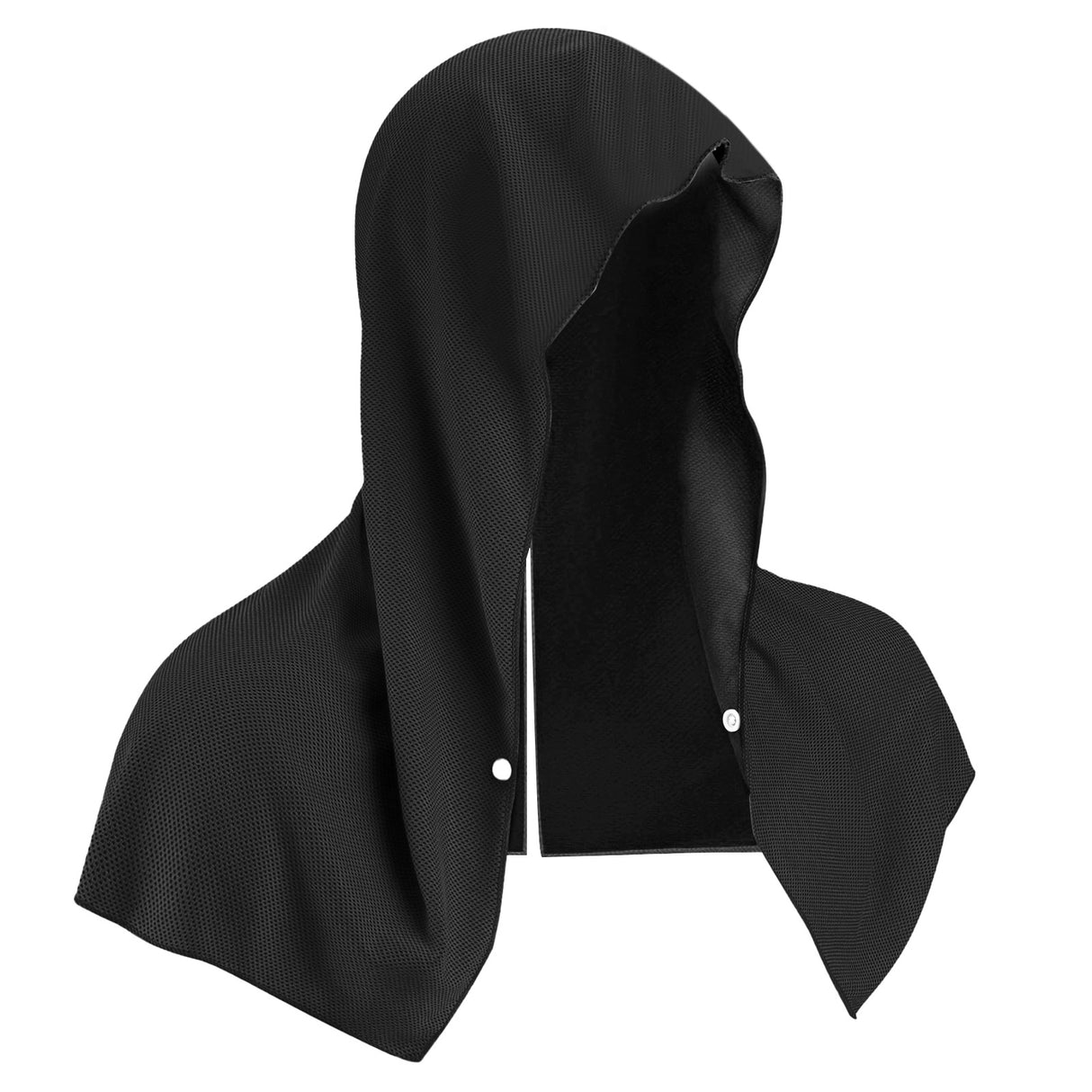 Black Instant Cooling Hooded Towel U-Shaped Sun Protection Quick Dry Scarf with Carabiner Pouch for Local Outdoor Sports and Gym Workouts