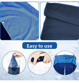 Black Instant Cooling Hooded Towel U-Shaped Sun Protection Quick Dry Scarf with Carabiner Pouch for Local Outdoor Sports and Gym Workouts