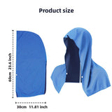 Black Instant Cooling Hooded Towel U-Shaped Sun Protection Quick Dry Scarf with Carabiner Pouch for Local Outdoor Sports and Gym Workouts