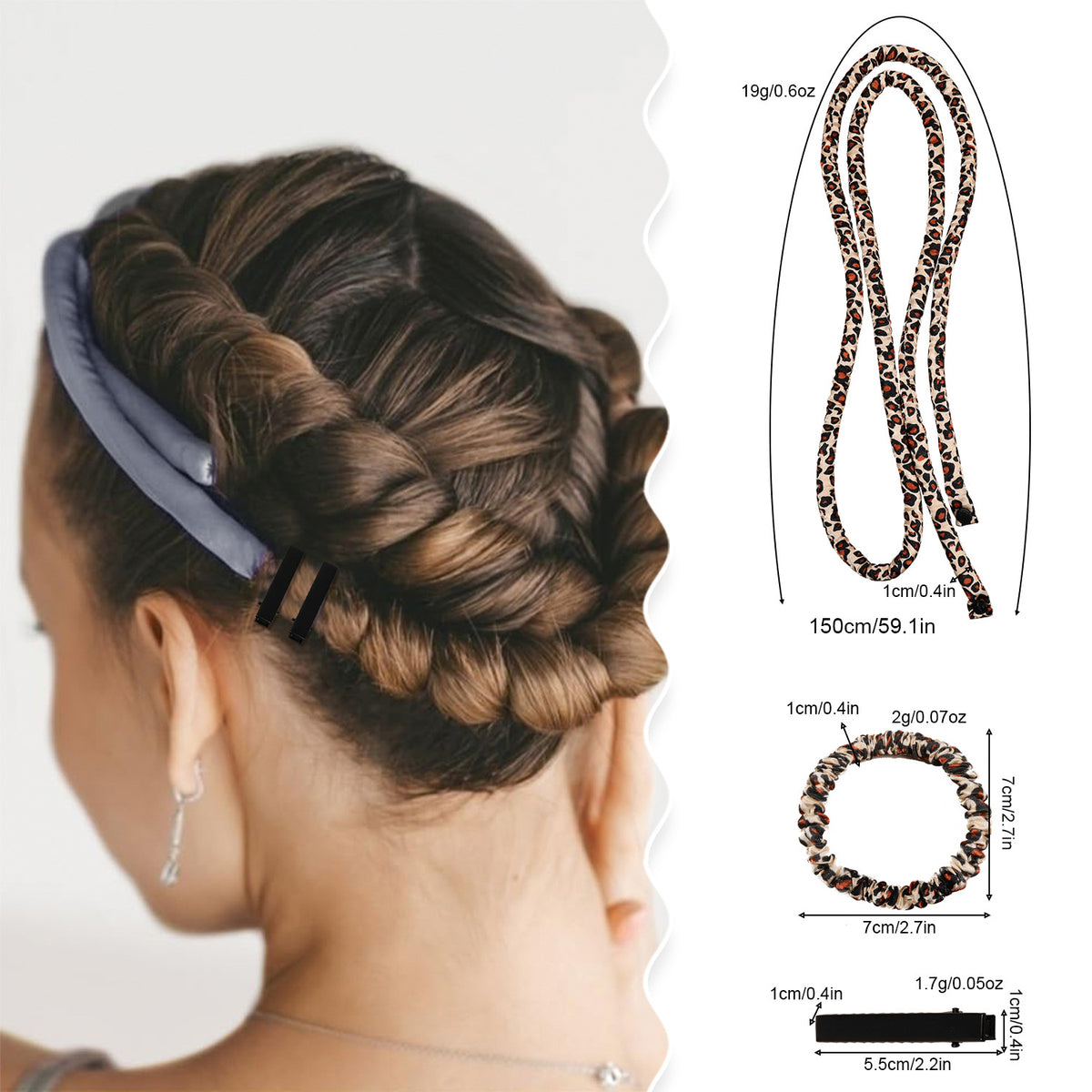 2-PCS Sky blue Heatless Hair Curler Set Extra Long Overnight Soft Ribbon for Natural Big Waves Damage-Free Professional Home Styling Solution for Local Women