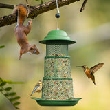 Circular Retractable Metal Hanging Bird Feeder 3-Tier Mesh Design Weatherproof Outdoor Wild Bird Feeding Station for Local Garden and Backyard Support - Front View