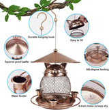 Whimsical Owl-Shaped Metal Bird Feeder Hanging Mesh Seed Holder for Garden and Courtyard Decorative Feeding Solution for Local Wildlife Enthusiasts - Side View