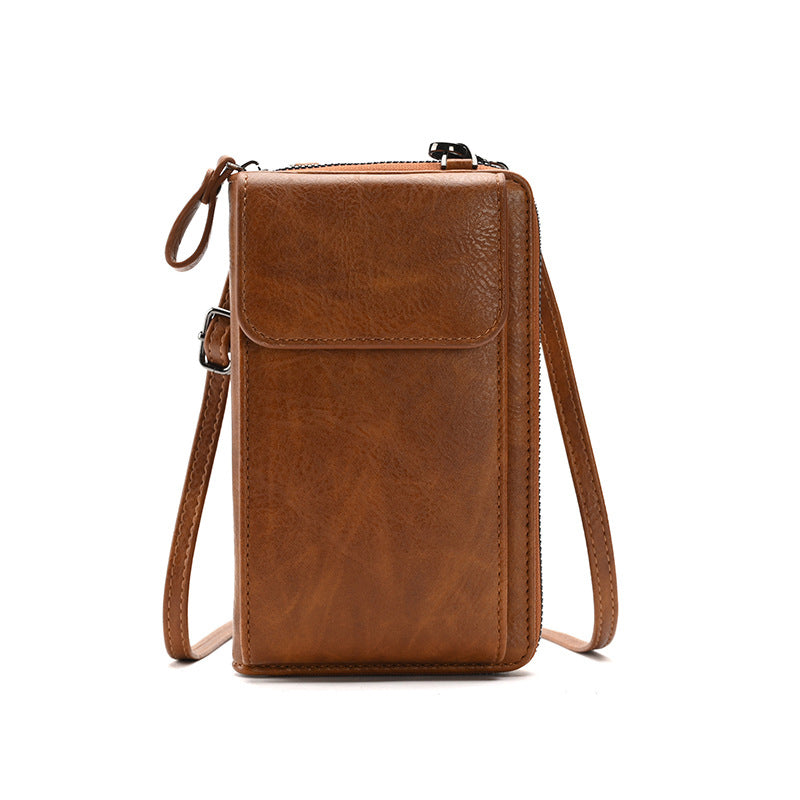 Brown Women's PU Leather Crossbody Phone Bag with Adjustable Shoulder Strap and Large Capacity Wallet for Daily Travel Stylish and Organized Local Fashion Fit