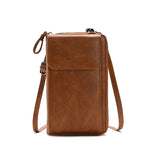 Brown Women's PU Leather Crossbody Phone Bag with Adjustable Shoulder Strap and Large Capacity Wallet for Daily Travel Stylish and Organized Local Fashion Fit