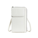 White Women's PU Leather Crossbody Phone Bag with Adjustable Shoulder Strap and Large Capacity Wallet for Daily Travel Stylish and Organized Local Fashion Fit