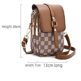 khaki Women's Mini Crossbody Phone Bag Compact PU Leather with Multiple Pockets and Headphone Port for Daily Travel Stylish Hands-Free Storage for Local Fashion - Top-Down View
