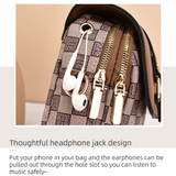 Brown rhombus Women's Mini Crossbody Phone Bag Compact PU Leather with Multiple Pockets and Headphone Port for Daily Travel Stylish Hands-Free Storage for Local Fashion - Side View