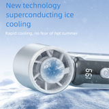 White Portable Mini Handheld Fan with 199-Speed Settings and Brushless Motor for Outdoor Use High Performance Cooling Solution Local Standard Fit - Side View