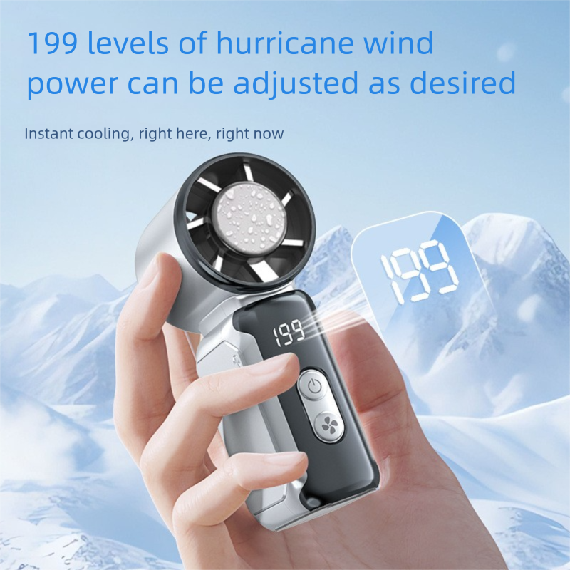 Grey Portable Mini Handheld Fan with 199-Speed Settings and Brushless Motor for Outdoor Use High Performance Cooling Solution Local Standard Fit