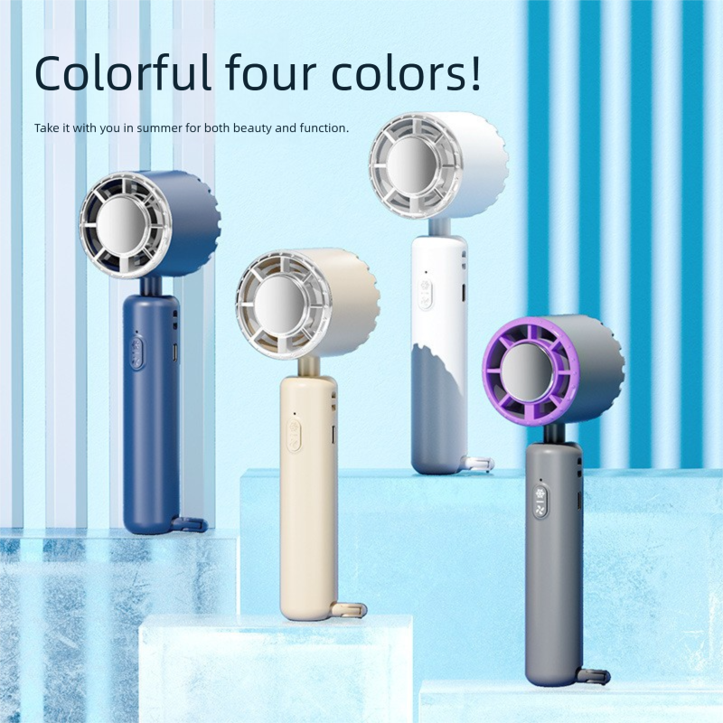 Grey Portable Ice Cooling Handheld Fan USB Rechargeable 2000mAh Silent Battery Fan for Office and Outdoor Use Personal Cooling Solution for Local Professionals