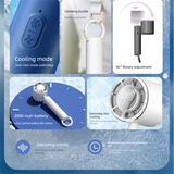 Blue Portable Ice Cooling Handheld Fan USB Rechargeable 2000mAh Silent Battery Fan for Office and Outdoor Use Personal Cooling Solution for Local Professionals - Side View