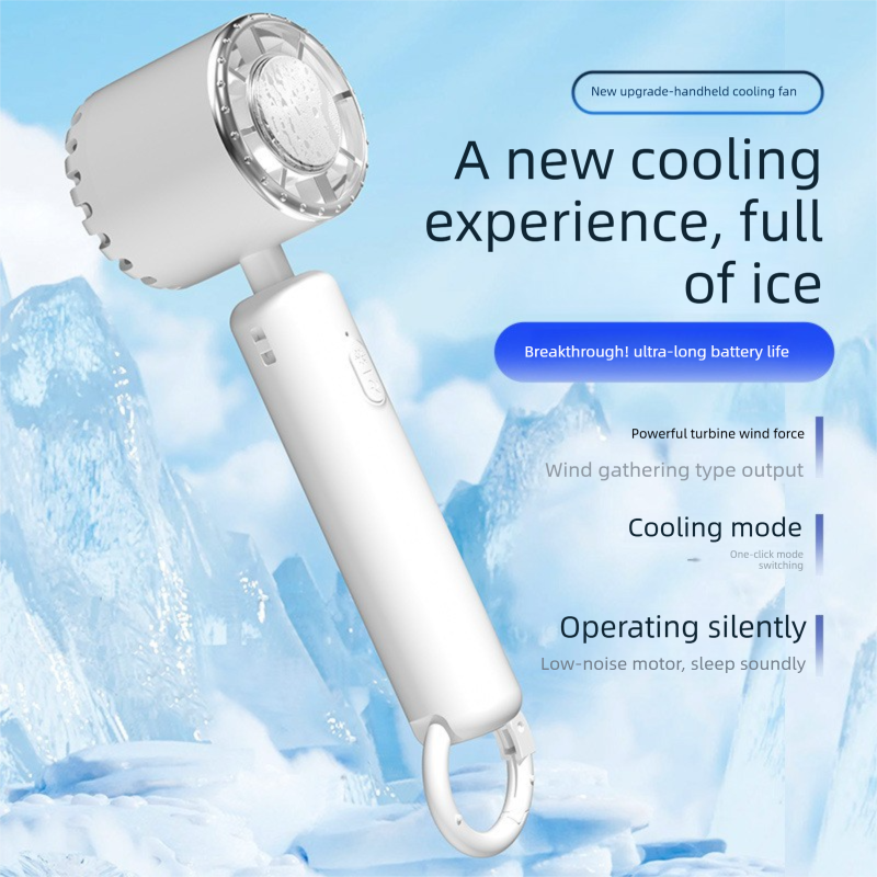 Blue Portable Ice Cooling Handheld Fan USB Rechargeable 2000mAh Silent Battery Fan for Office and Outdoor Use Personal Cooling Solution for Local Professionals
