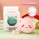 Pink 3-in-1 Mini Portable Fan with Makeup Mirror and LED Fill Light USB Rechargeable Pocket Sized Cooling Solution for Students and Local Professionals