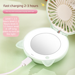 Blue 3-in-1 Mini Portable Fan with Makeup Mirror and LED Fill Light USB Rechargeable Pocket Sized Cooling Solution for Students and Local Professionals