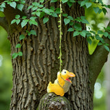 Weatherproof Resin Climbing Rabbit Figurine with Hanging Vine Rope for Garden Tree Decor Cute Animal Pendant for Local Standard Courtyard Spaces - Front View