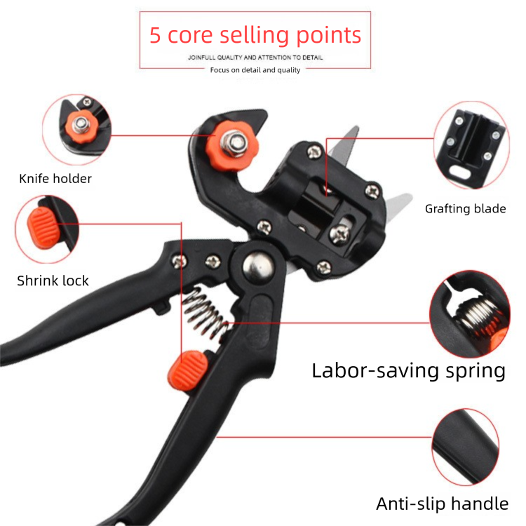 Black Handheld Grafting Shear with Replaceable Blades and Pruning Function for Tree Grafting and Branch Trimming Professional Garden Tool Local Standard Fit