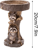 Raccoon Resin Bird Feeder with Natural Stump Design for Garden and Outdoor Decor, Ideal for Attracting Birds and Enhancing Yard Aesthetics - Side View