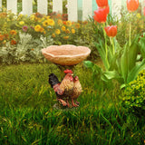 Rooster Resin Bird Feeder with Natural Stump Design for Garden and Outdoor Decor, Ideal for Attracting Birds and Enhancing Yard Aesthetics