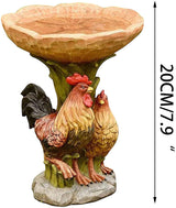 Rooster Resin Bird Feeder with Natural Stump Design for Garden and Outdoor Decor, Ideal for Attracting Birds and Enhancing Yard Aesthetics