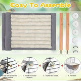 2-Pack White Bird Hammock Bed for Parrots, Budgies, and Small Pets – Warm, Soft, Washable Hanging Nest with Easy Installation for Cage or Window Use(Size: L) - Front View