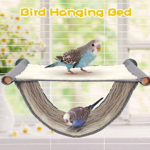 2-Pack Grey Bird Hammock Bed for Parrots, Budgies, and Small Pets – Warm, Soft, Washable Hanging Nest with Easy Installation for Cage or Window Use(Size: S)