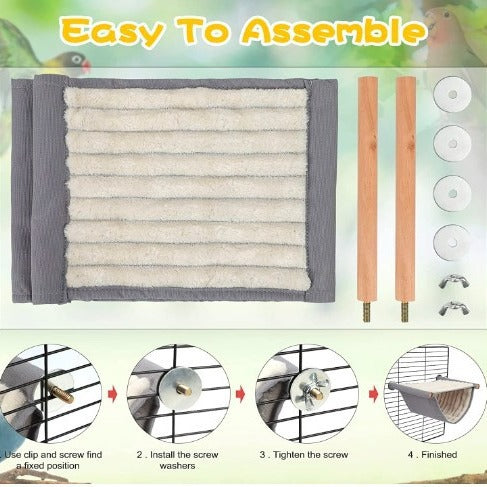 2-Pack White Bird Hammock Bed for Parrots, Budgies, and Small Pets – Warm, Soft, Washable Hanging Nest with Easy Installation for Cage or Window Use(Size: S)