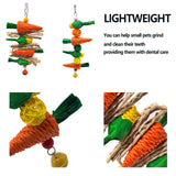 2-Pack Radish and sweetcorn skewers Bird Chew Toy for Parrots, Budgies, Hamsters, Rabbits & Small Pets – Hanging Carrot-Shaped Enrichment Toy with Natural Fibers for Beak Grinding and Mental Stimulation - Side View