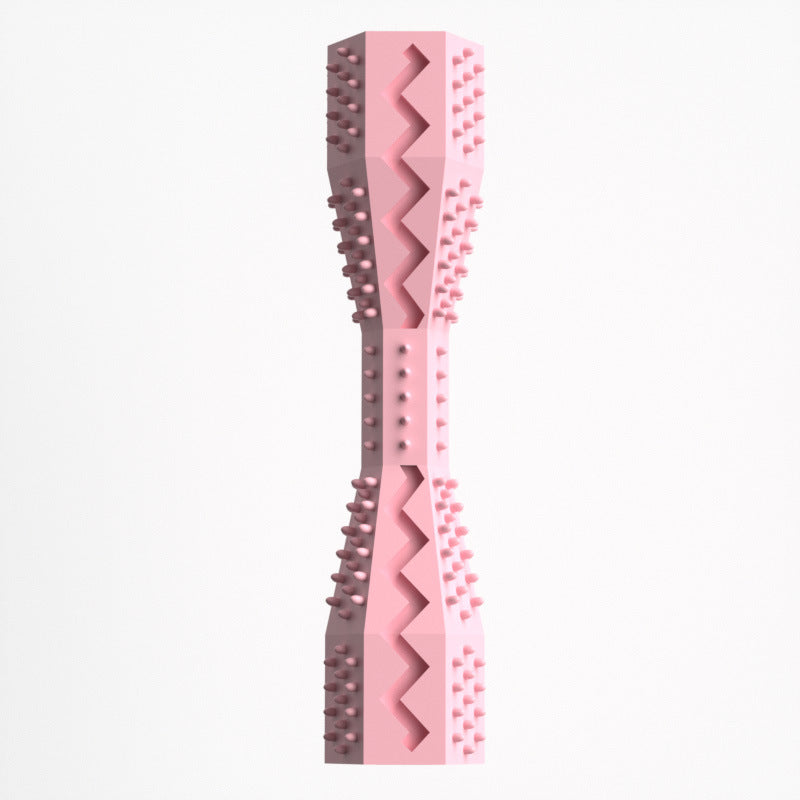 2-Pack Pink Hexagonal Pet Chew Toy – Durable Rubber Dog & Cat Teething Stick for Dental Care, Biting Relief and Mental Stimulation