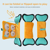 Interactive Dog Toy with Sound & Food Hiding Pockets – Foldable Plush Puzzle for Mental Stimulation, Slow Feeding and Playtime Fun - Front View