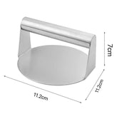 2-PCS Stainless Steel Meat Press Mold 11.2cm Diameter for Burger Patties, Steak, Dough & Rice Rolls – Heavy-Duty Kitchen Tool - Front View