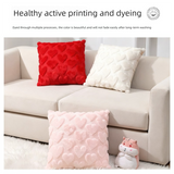 2-PCS Pink Romantic Heart-Shaped Tufted Pillow Covers Soft Plush 45x45cm Decorative Cushion Cases for Valentine's Day Living Room Sofa Local Standard Fit - Top-Down View