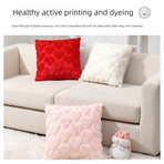 2-PCS Red arrow Romantic Heart-Shaped Tufted Pillow Covers Soft Plush 45x45cm Decorative Cushion Cases for Valentine's Day Living Room Sofa Local Standard Fit