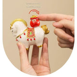 New Chinese Style Resin Horse Figurine with Rotating Lucky Bag – Elegant Home or Office Decor for Modern Living Spaces(Money at your fingertips)