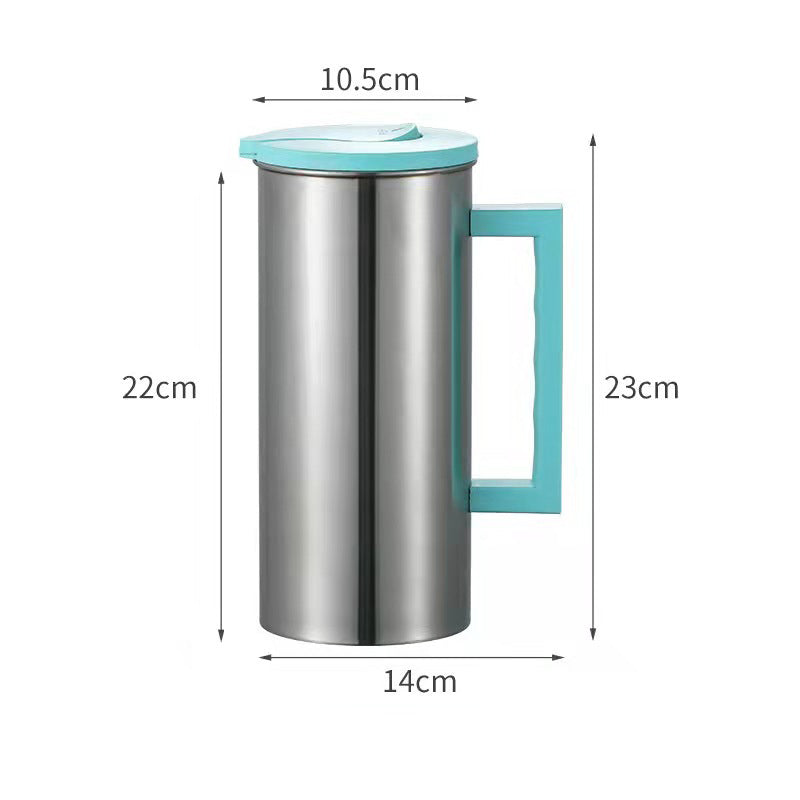 Green 1.8L Stainless Steel Cold Water Pitcher – Large Capacity Jug for Coffee, Juice, and Beverages in Modern Kitchens
