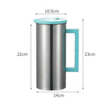 Green 1.8L Stainless Steel Cold Water Pitcher – Large Capacity Jug for Coffee, Juice, and Beverages in Modern Kitchens