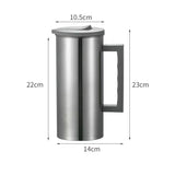 Grey 1.8L Stainless Steel Cold Water Pitcher – Large Capacity Jug for Coffee, Juice, and Beverages in Modern Kitchens