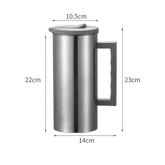 Grey 1.8L Stainless Steel Cold Water Pitcher – Large Capacity Jug for Coffee, Juice, and Beverages in Modern Kitchens