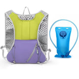 Green and purple Lightweight Hydration Backpack with 2L Water Bladder Compartment – Ideal for Running, Cycling, Hiking, and Outdoor Activities