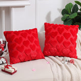 2-PCS Red 45x45cm Heart Pattern Plush Pillow Cover with Insert – Soft Textured Decorative Cushion for Living Room or Bedroom