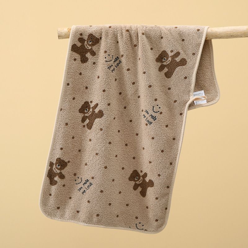 5-Pack Coffee color Soft Absorbent Face Towels with Bear Pattern Design – Quick-Drying Plush Towel Set for Bath and Daily Use