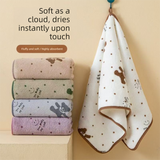 5-Pack Coffee color Soft Absorbent Face Towels with Bear Pattern Design – Quick-Drying Plush Towel Set for Bath and Daily Use