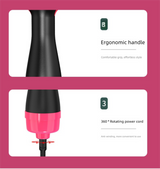 Black 1000W Professional Hot Air Brush with 3-Temperature & 2-Speed Control – Dual Voltage Hair Styler for Smooth, Voluminous Blowouts - Top-Down View