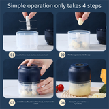 320ml Wireless Electric Garlic Crusher with 6-Blade Blade and Whisk Attachment – Compact Kitchen Chopper for Minced Garlic, Meat, Vegetables & Baby Food - 45-Degree Angle
