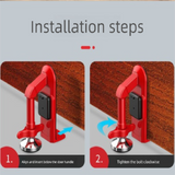 Red Portable Door Stopper Security Lock Heavy-Duty Alloy Construction for Solo Travelers and Home Safety Reliable Anti-Theft Solution for Local Use - Front View