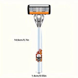 2-Pack 6-Layer Manual Razor with 24 Replacement Blades – Ultra-Close Shave for Men, Stainless Steel Handle with One-Click Blade Change - 45-Degree Angle