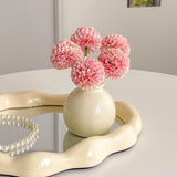 Ceramic Vase with Hydrangea Artificial Flowers Set – Mini Decorative Pot for Home Living Room or Desk Display